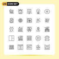 Set of 25 Modern UI Icons Symbols Signs for boobs lightbulb lamp invention idea Editable Vector Design Elements