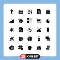 Stock Vector Icon Pack of 25 Line Signs and Symbols for shopping search chart resume up Editable Vector Design Elements