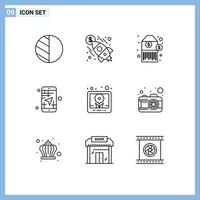 Universal Icon Symbols Group of 9 Modern Outlines of pictures image price travel map Editable Vector Design Elements