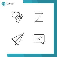 Pictogram Set of 4 Simple Filledline Flat Colors of map plane z cash crypto currency chat approve Editable Vector Design Elements