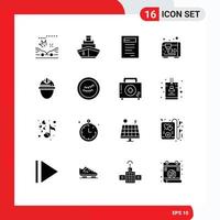 16 Universal Solid Glyphs Set for Web and Mobile Applications labour helmet book day printing Editable Vector Design Elements