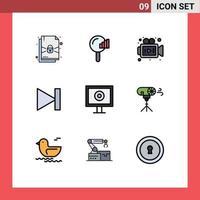 Universal Icon Symbols Group of 9 Modern Filledline Flat Colors of effects stream media display last Editable Vector Design Elements