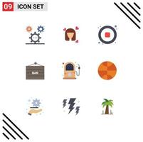 Set of 9 Modern UI Icons Symbols Signs for entertainment bar sign avatar bar stop Editable Vector Design Elements