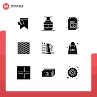 Solid Glyph Pack of 9 Universal Symbols of tiles square business slab tile Editable Vector Design Elements