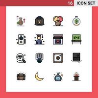 Universal Icon Symbols Group of 16 Modern Flat Color Filled Lines of energy green lock programing design Editable Creative Vector Design Elements