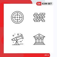 Pack of 4 Modern Filledline Flat Colors Signs and Symbols for Web Print Media such as army space soldier bricks bank Editable Vector Design Elements