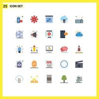 Pack of 25 Modern Flat Colors Signs and Symbols for Web Print Media such as keyboard device website computer cloud Editable Vector Design Elements