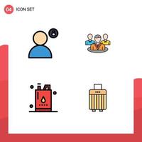 User Interface Pack of 4 Basic Filledline Flat Colors of account bottle privacy chat gallon Editable Vector Design Elements