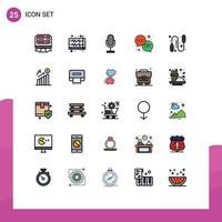 conjunto de 25 iconos de interfaz de usuario modernos símbolos signos para soporte pregunta onda ayuda micrófono elementos de diseño vectorial editables vector