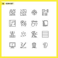 User Interface Pack of 16 Basic Outlines of album page target development design Editable Vector Design Elements