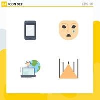 Editable Vector Line Pack of 4 Simple Flat Icons of phone outsource android face allocation Editable Vector Design Elements