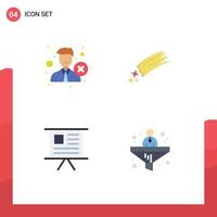 User Interface Pack of 4 Basic Flat Icons of delete comet recruitment astronomy finance Editable Vector Design Elements