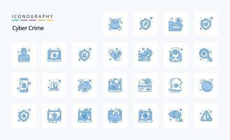 25 Cyber Crime Blue icon pack vector