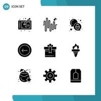 Pictogram Set of 9 Simple Solid Glyphs of box interface chat basic application Editable Vector Design Elements