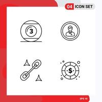 User Interface Pack of 4 Basic Filledline Flat Colors of cue ball person play business user Editable Vector Design Elements