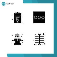 Modern Set of 4 Solid Glyphs Pictograph of clipboard ray list relaxing Layer 1 Editable Vector Design Elements