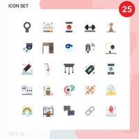 Pack of 25 Modern Flat Colors Signs and Symbols for Web Print Media such as dumbell error management devices cellphone Editable Vector Design Elements