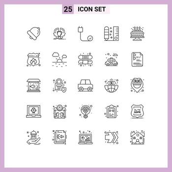 25 Thematic Vector Lines and Editable Symbols of scale pencil computers draw hardware Editable Vector Design Elements