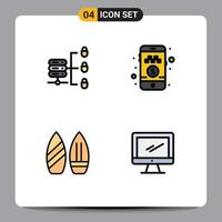 User Interface Pack of 4 Basic Filledline Flat Colors of secure server sports online cab booking ride computer Editable Vector Design Elements