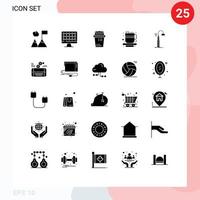 Pictogram Set of 25 Simple Solid Glyphs of technology wifi junk street tea cup Editable Vector Design Elements