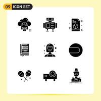 9 Thematic Vector Solid Glyphs and Editable Symbols of consultant story printer law document Editable Vector Design Elements