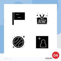 Stock Vector Icon Pack of 4 Line Signs and Symbols for flag add id card sport Layer 1 Editable Vector Design Elements