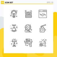 Modern Set of 9 Outlines and symbols such as trip world interface globe light Editable Vector Design Elements