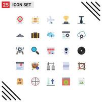 25 Thematic Vector Flat Colors and Editable Symbols of education award delay worker transportation Editable Vector Design Elements