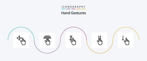 paquete de iconos de la línea 5 de gestos con las manos, incluido el dedo. abajo. gestos dedos vector
