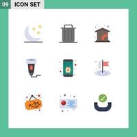 Pack of 9 creative Flat Colors of app price trash payment cashless Editable Vector Design Elements