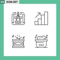 4 Universal Line Signs Symbols of blueprint sticks analytics drum bath Editable Vector Design Elements