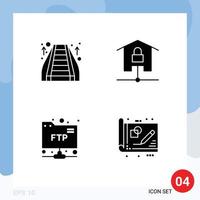 4 Universal Solid Glyphs Set for Web and Mobile Applications escalator account mall kit ftp Editable Vector Design Elements