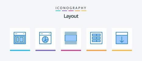 Layout Blue 5 Icon Pack Including layout. design. pie. vertical. layout. Creative Icons Design vector