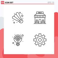 Modern Set of 4 Filledline Flat Colors and symbols such as badminton strategy discount beach cogwheels Editable Vector Design Elements