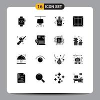 16 Universal Solid Glyphs Set for Web and Mobile Applications medical game eye fun scan Editable Vector Design Elements