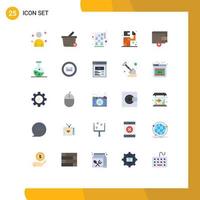 User Interface Pack of 25 Basic Flat Colors of boiling flask new business money kill Editable Vector Design Elements