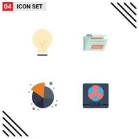 conjunto de pictogramas de 4 iconos planos simples de mercado ligero ui zip compartir elementos de diseño vectorial editables vector