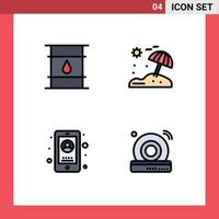 Universal Icon Symbols Group of 4 Modern Filledline Flat Colors of can mobile delivery umbrella user Editable Vector Design Elements