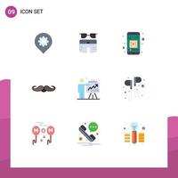 Mobile Interface Flat Color Set of 9 Pictograms of arrow male trouser movember moustache Editable Vector Design Elements