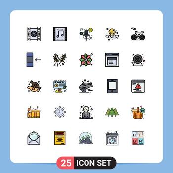 25 Universal Filled line Flat Color Signs Symbols of outline web music scene smaller less Editable Vector Design Elements