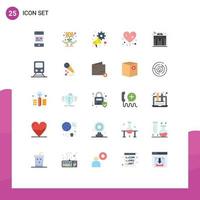 Editable Vector Line Pack of 25 Simple Flat Colors of business heart hands balloon megaphone Editable Vector Design Elements