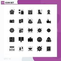 Group of 25 Modern Solid Glyphs Set for security camera online safety boots Editable Vector Design Elements