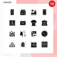 Pictogram Set of 16 Simple Solid Glyphs of mobile android car mobile phone Editable Vector Design Elements