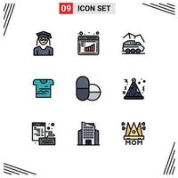 9 iconos creativos signos y símbolos modernos de pastillas tela exploración camiseta transporte elementos de diseño vectorial editables vector