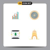 Editable Vector Line Pack of 4 Simple Flat Icons of graph disk diagram trends card Editable Vector Design Elements