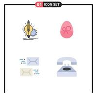 Modern Set of 4 Flat Icons and symbols such as idea address lamp gift email Editable Vector Design Elements