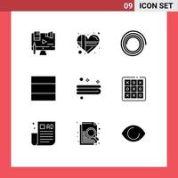 Pictogram Set of 9 Simple Solid Glyphs of toe towel love cleaning layout Editable Vector Design Elements