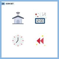 Editable Vector Line Pack of 4 Simple Flat Icons of electronic clock technology night media player Editable Vector Design Elements