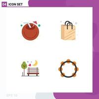 Set of 4 Commercial Flat Icons pack for beach romance juice supermarket park Editable Vector Design Elements