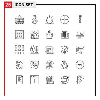 Pictogram Set of 25 Simple Lines of hosting web vegetable design pen Editable Vector Design Elements